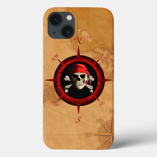 Funda De Case-Mate Para iPhone Rosa y mapa del compás del pirata (Reverso)