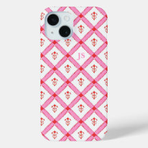 Rosa y Rojo Patrón Femenino Con Iniciales
