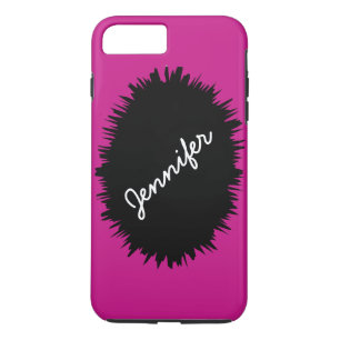 Funda Para iPhone 8 Plus/7 Plus Rosado caliente con barra negra, nombre de guión