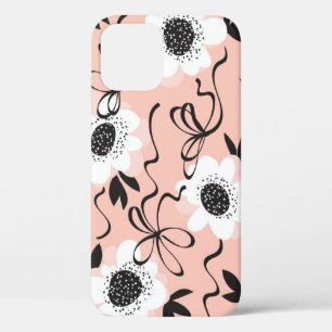 Funda Para iPhone 12 Rosas abstractos, colores pálidos, patrón vintage.