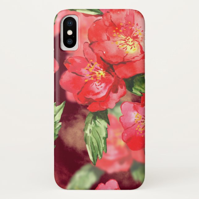 Funda De Case-Mate Para iPhone Rosas acuarelas con verduras (Reverso)