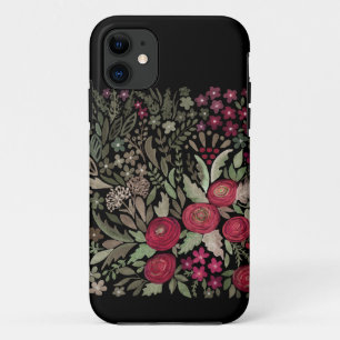Funda Para iPhone 11 Rosas acuarelas sobre fondo negro, acuarela
