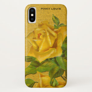 Funda Para iPhone X Rosas amarillos imponentes en fondo amarillo de la