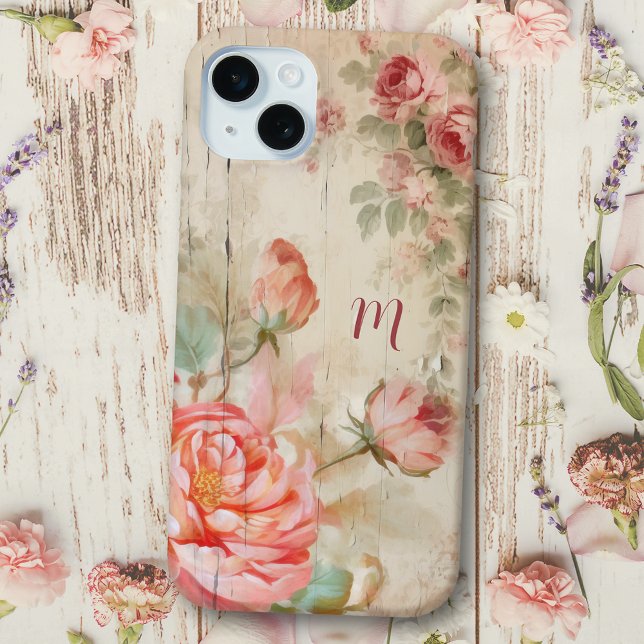 Funda De Case-Mate Para iPhone Rosas antiguos de la acuarela del Boho rústico con (Subido por el creador)