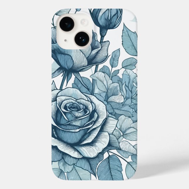 Funda De Case-Mate Para iPhone Rosas azules (Reverso )