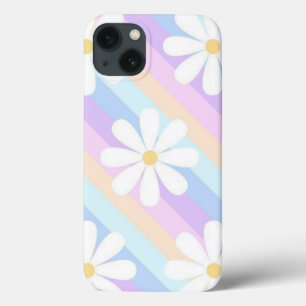 Funda Para iPhone 13 rosas blancas con un fondo colorido