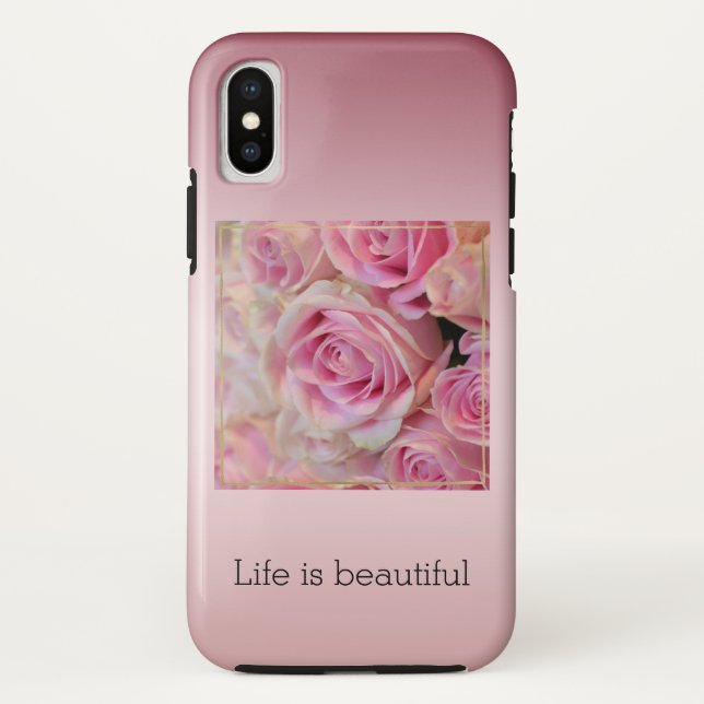 Funda De Case-Mate Para iPhone Rosas Blancas Rosadas Hermosos Momentos (Reverso)