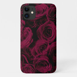 Funda Para iPhone 11 Rosas burdeos de magenta rojo oscuro y profundo