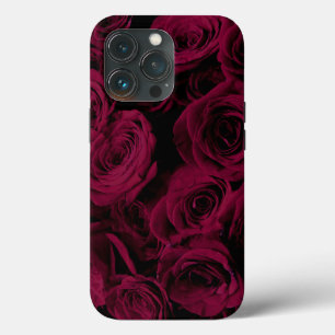 Funda Para iPhone 13 Pro Rosas burdeos de magenta rojo oscuro y profundo