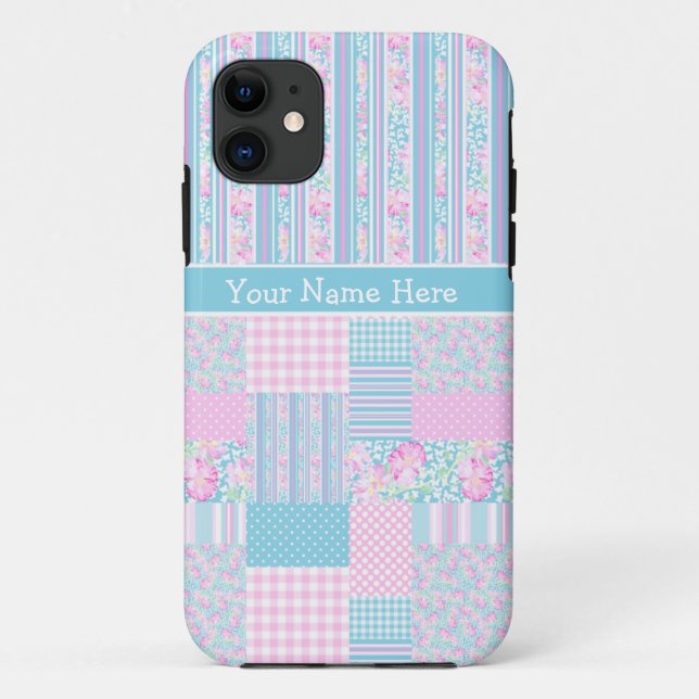 Funda De Case-Mate Para iPhone Rosas Butterflies Faux Patchwork Funda para iPhone (Reverso)