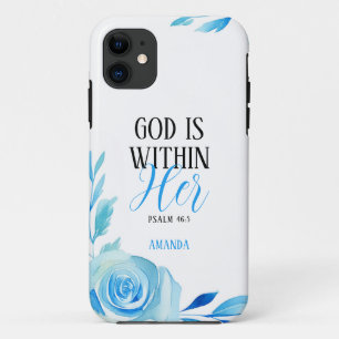 Funda Para iPhone 11 Rosas de color azul giratorio cristiano