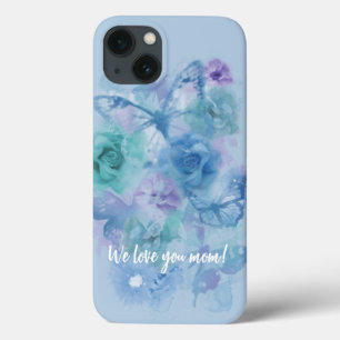 Funda Para iPhone 13 Rosas de color azul y mariposas