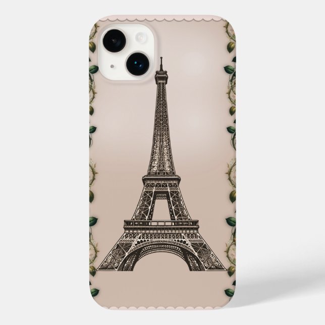 Funda De Case-Mate Para iPhone Rosas de color rosa París Torres Eiffel Shabby Chi (Reverso )