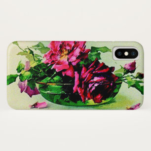 Funda Para iPhone X Rosas de cosecha en un bol