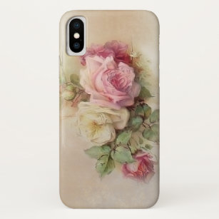 Funda Para iPhone XS Rosas de estilo pintado a mano de época