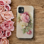 Funda Para iPhone 11 Rosas de estilo pintado a mano Rosa de época<br><div class="desc">Hermosos rosas añejos floreciendo en un suave fondo neutro.</div>