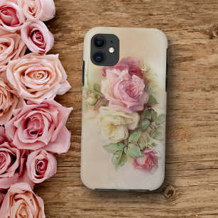Funda Para iPhone 11 Rosas de estilo pintado a mano Rosa de época