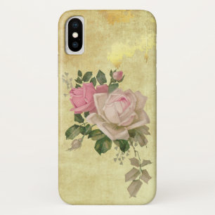Funda Para iPhone X Rosas de la cosecha en oro