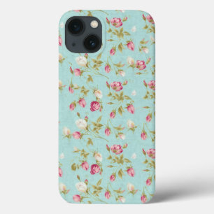 Funda Para iPhone 13 Rosas de patrón floral vintage moda de rosa shabby