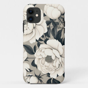 Funda Para iPhone 11 Rosas Elegantes Y Peonies Florales En Crema