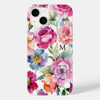 Funda Para iPhone 14 De Case-Mate Rosas en acuarela elegante florecen nombre persona