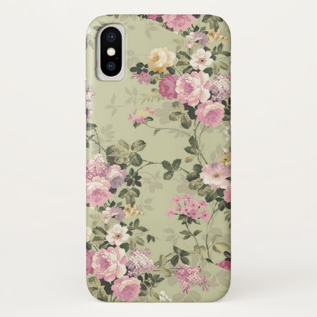 Funda De Case-Mate Para iPhone Rosas florales de época (Reverso)