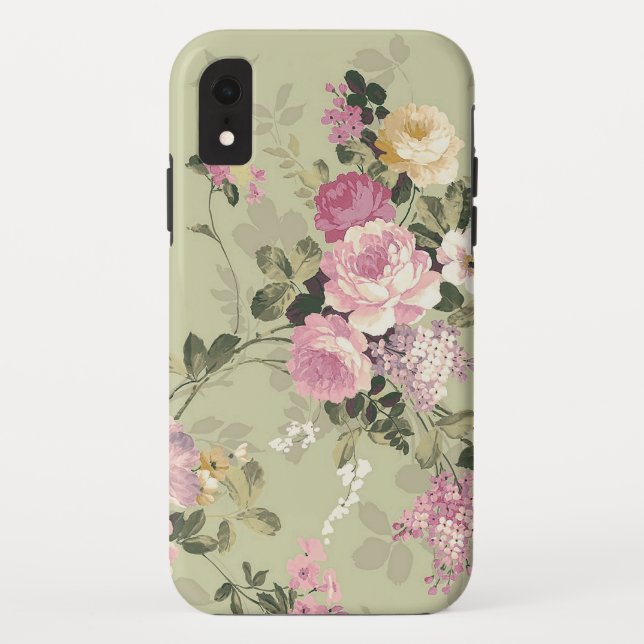 Funda De Case-Mate Para iPhone Rosas florales de época y Lilacs (Reverso)
