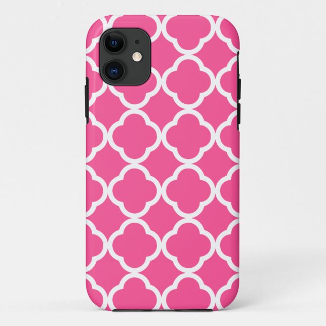 Funda De Case-Mate Para iPhone Rosas fuertes Quatrefoil (Reverso)