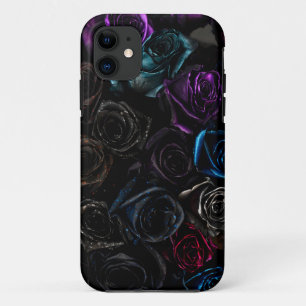 Funda Para iPhone 11 Rosas góticas oscuras patrón de textura de terciop