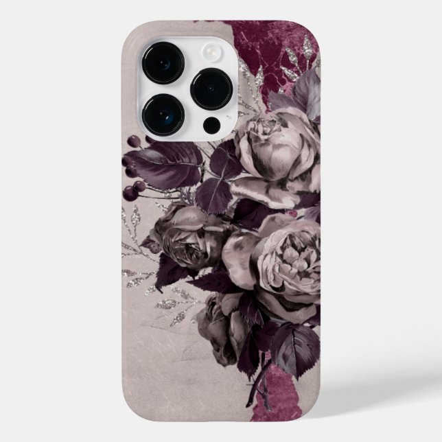 Funda De Case-Mate Para iPhone Rosas griegos y acento borgoñés (Reverso )