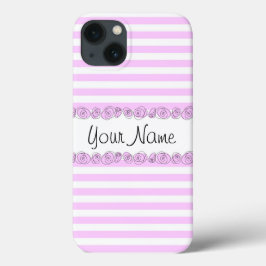 title_seo2 Rosas Lilac 'Name' Stripe iPhone estuche vertical