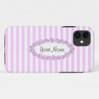 Rosas Lilac Nombre estriado estuche para iPhone ho