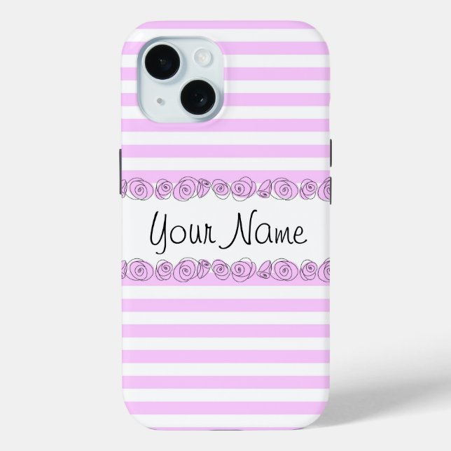 Funda De Case-Mate Para iPhone Rosas Lilac 'Nombre' rayado para iPhone estuche ve (Reverso )