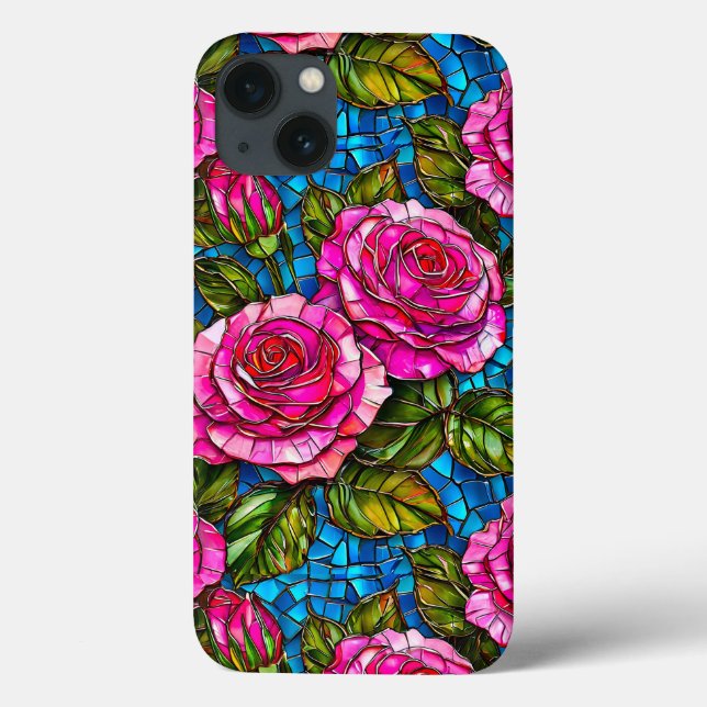 Funda De Case-Mate Para iPhone Rosas mosaico rosadas  (Reverso)