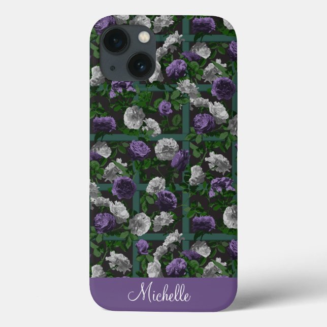 Funda De Case-Mate Para iPhone Rosas Purple Elegent Floral (Reverso)