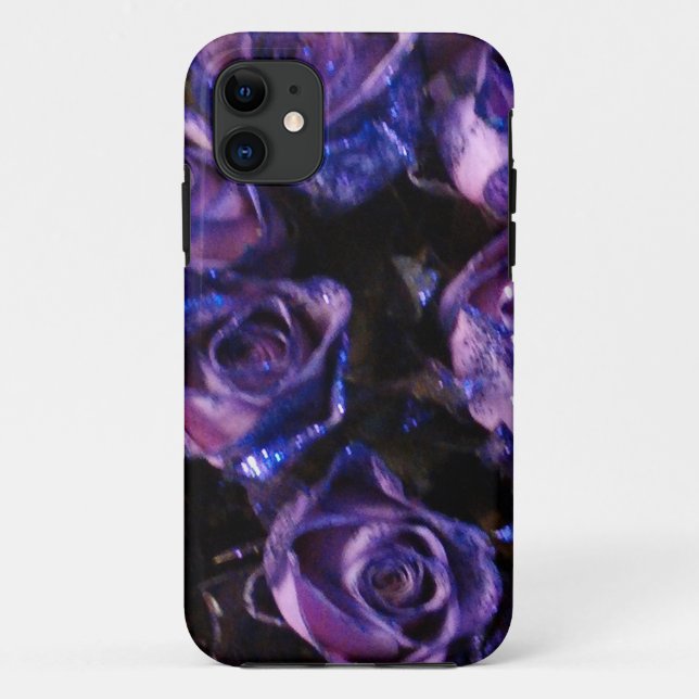 Funda De Case-Mate Para iPhone Rosas Purpurinas de San Valentín romántico (Reverso)