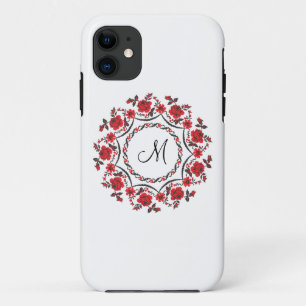 Funda Para iPhone 11 Rosas que llaman Monograma personalizado inicial