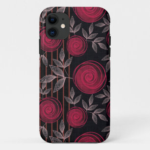 Funda Para iPhone 11 Rosas rojas en negro.