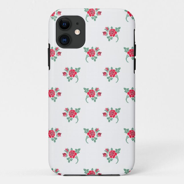 Funda De Case-Mate Para iPhone Rosas Rojas Pequeñas sobre Fondo Blanco (Reverso)