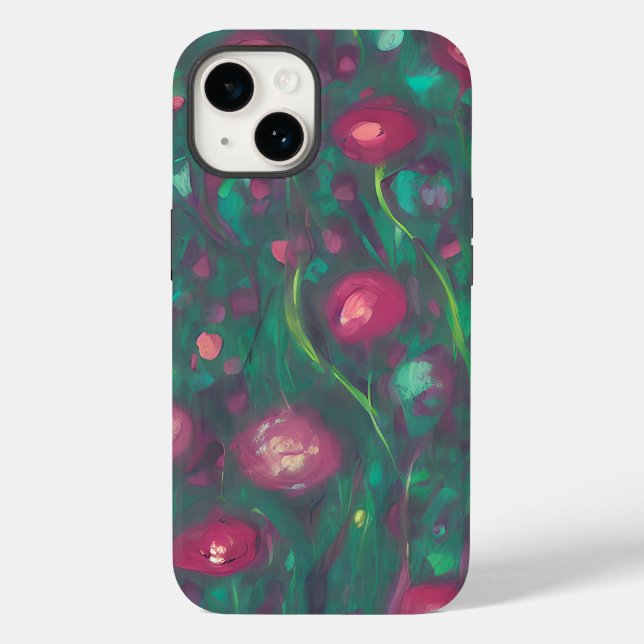 Funda De Case-Mate Para iPhone Rosas rojas silenciadas abstractas (Reverso )