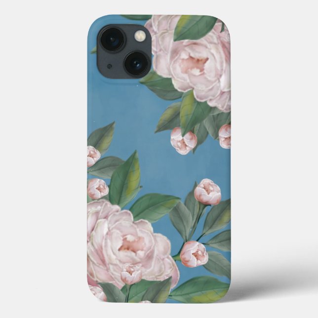 Funda De Case-Mate Para iPhone Rosas rosa pálido con fondo azul marino (Reverso)