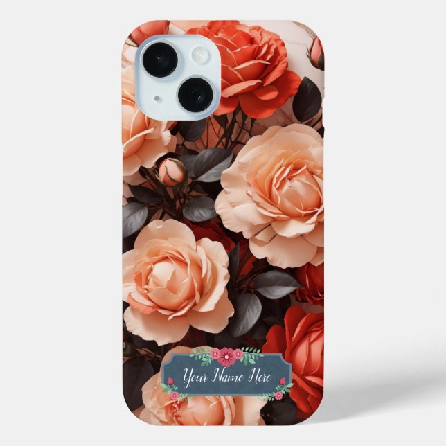 Funda De Case-Mate Para iPhone Rosas rosadas románticas en elegante mármol blanco (Reverso )