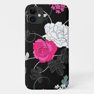 Funda Para iPhone 11 Rosas Rosadas, Rosas Blancas, Patrón De Flores