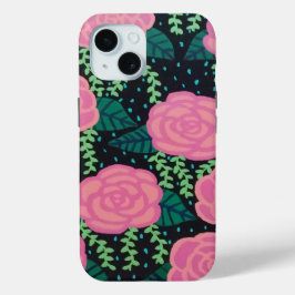Funda Para iPhone 15 Rosas rosados de col