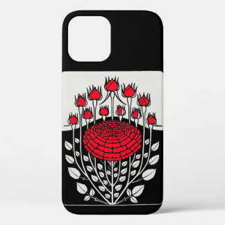 Funda Para iPhone 12 ROSAS ROSAS ROJAS BLANCAS NEGRAS, ROSEBUDS Floral 