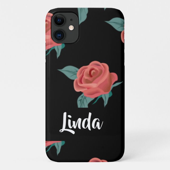 Funda De Case-Mate Para iPhone Rosas rosas rosas negras (Reverso)