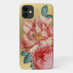 Funda Para iPhone 11 Rosas rosas rosas pintadas con nombre monograma