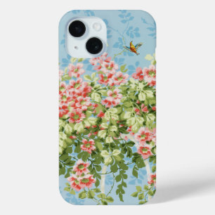 Funda Para iPhone 15 Rosas SALVAJES, HOJAS VERDES, AVES VOLADORAS EN CI