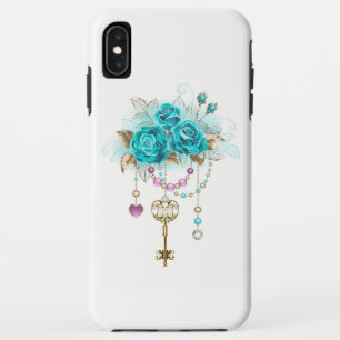 Funda Para iPhone XS Max Rosas turquesas con llaves