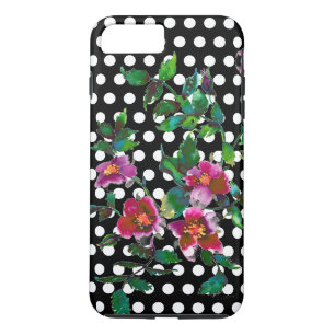 Funda Para iPhone 8 Plus/7 Plus Rosas vintage rosas de acuarela lunares rosados